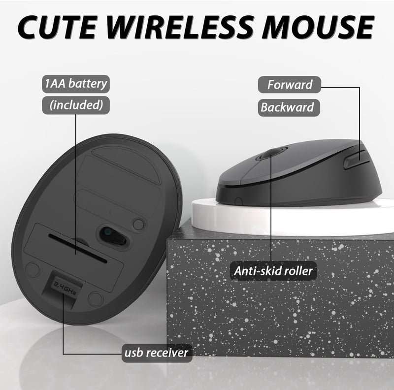 Kootop Wireless Keyboard and Mouse, Cute Keyboard and Mouse, 2.4G Wireless Keyboard with Retro Round Keycap for PC, Mac, Laptop,Tablet,Computer Windows (Grey) - Image 5